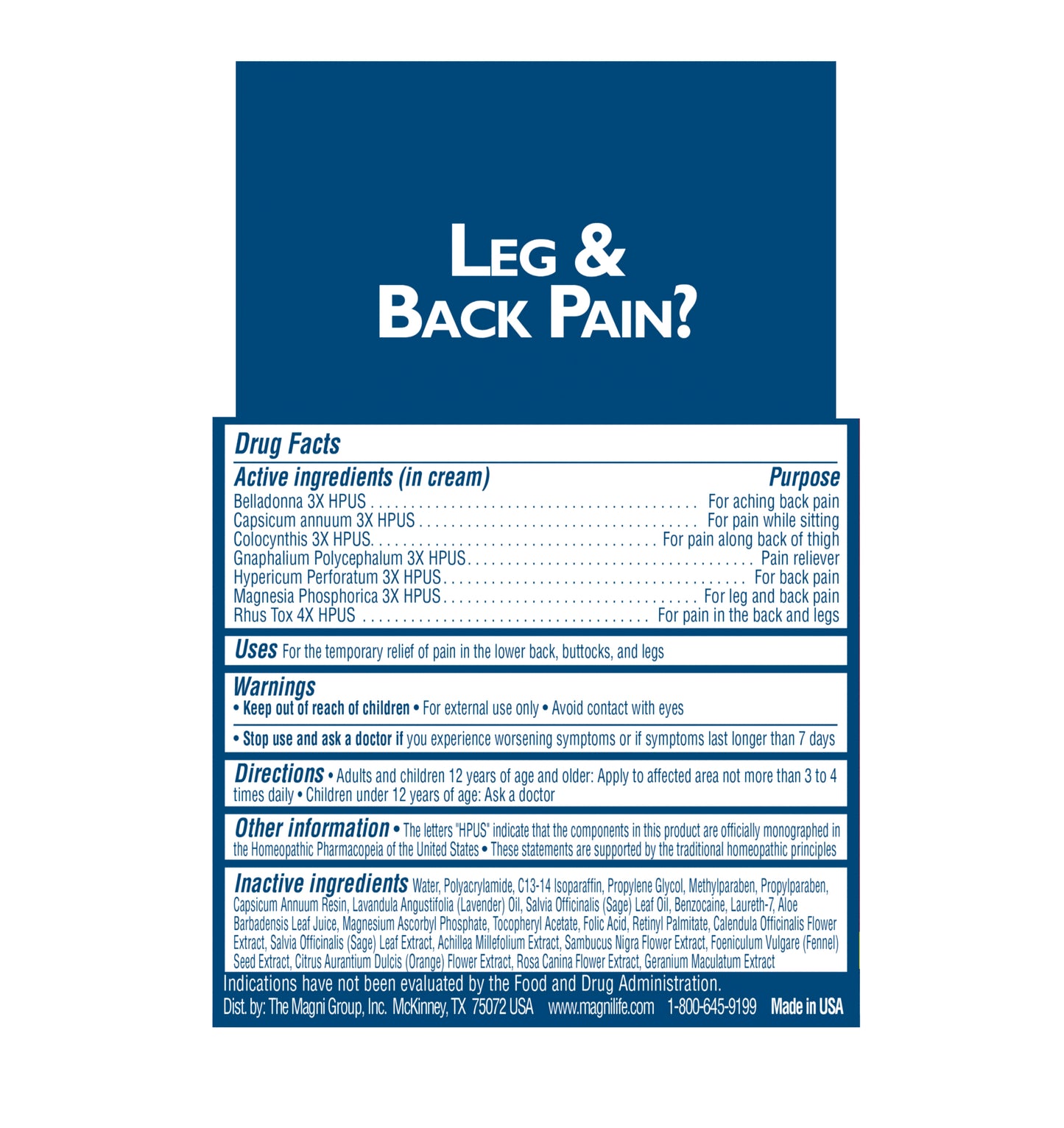 Leg & Back Pain Relief Cream