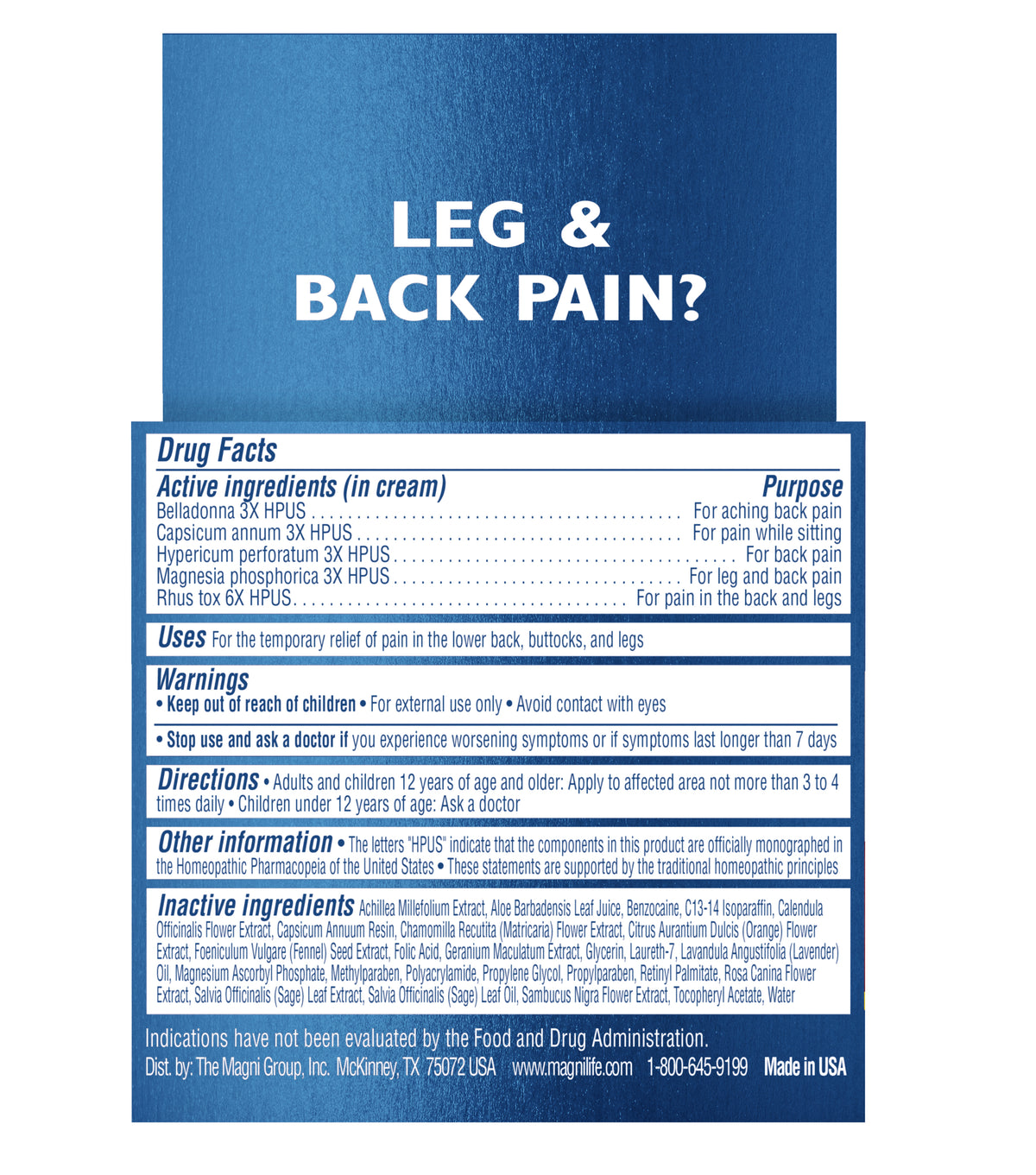 Crème anti-douleurs aux jambes et au dos