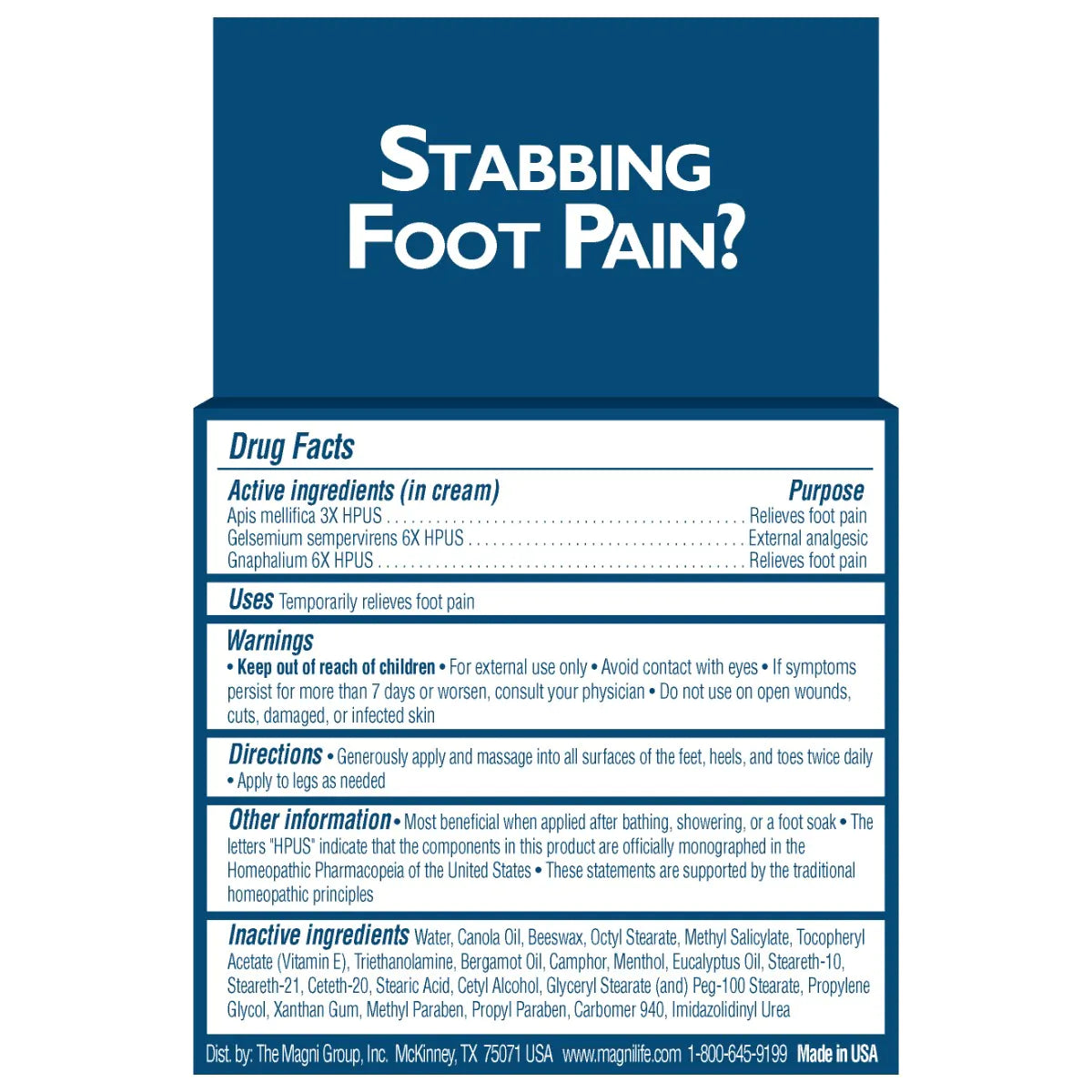 Pain Relieving Foot Cream
