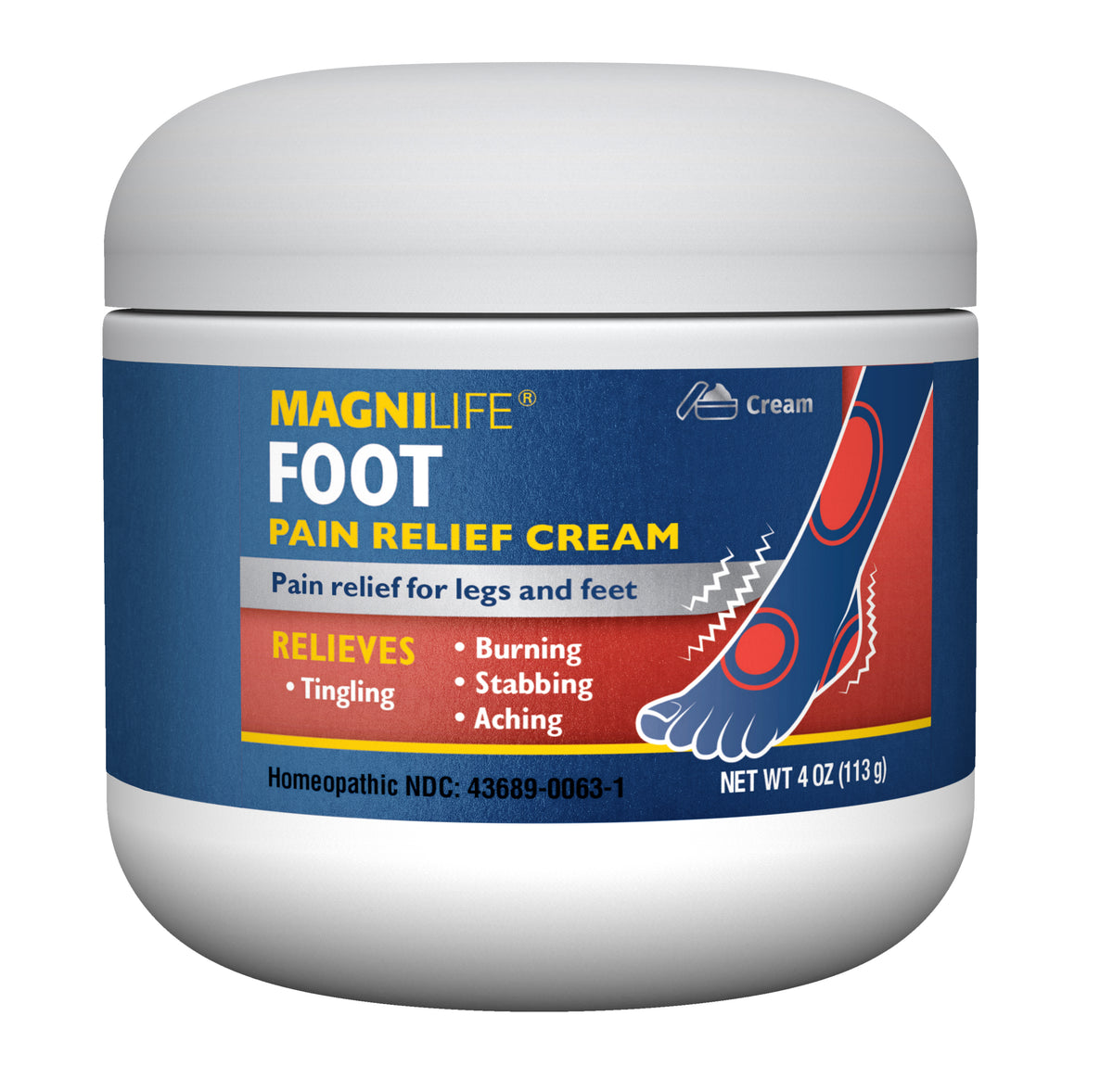 Pot de crème pour les pieds anti-douleur